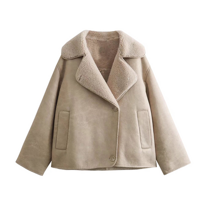 Nevada Damen Winterjacke Velourslederoptik Fleece