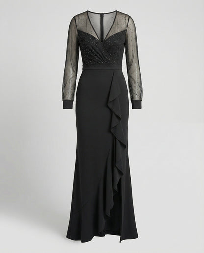 es Abendkleid mit Pailletten Lang Elegant