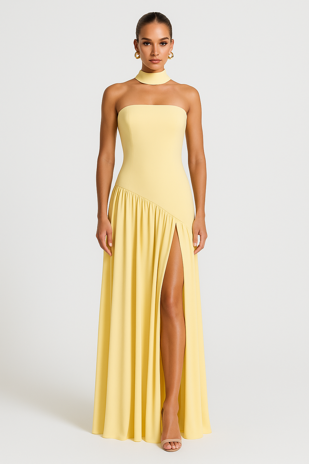 Damen Trägerloses Maxi-Kleid mit Schlitz - Norvielle