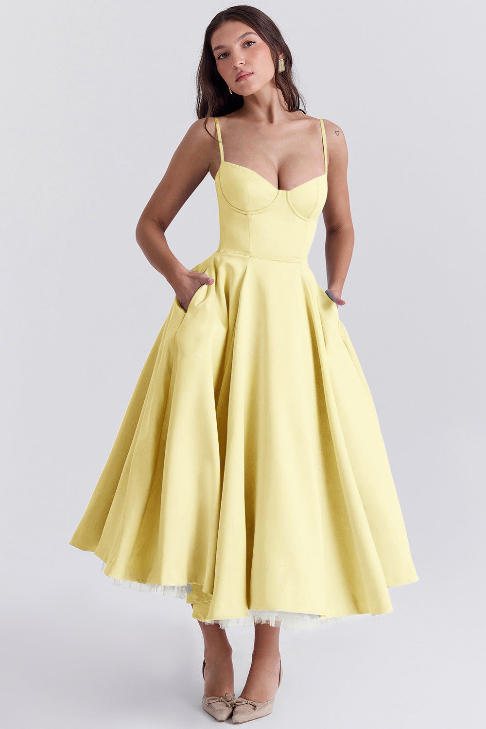 Damen Sommerkleid Midilänge Bustier