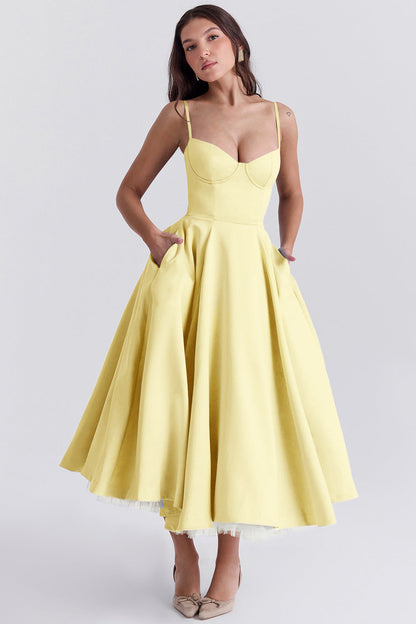 Damen Sommerkleid Midilänge Bustier