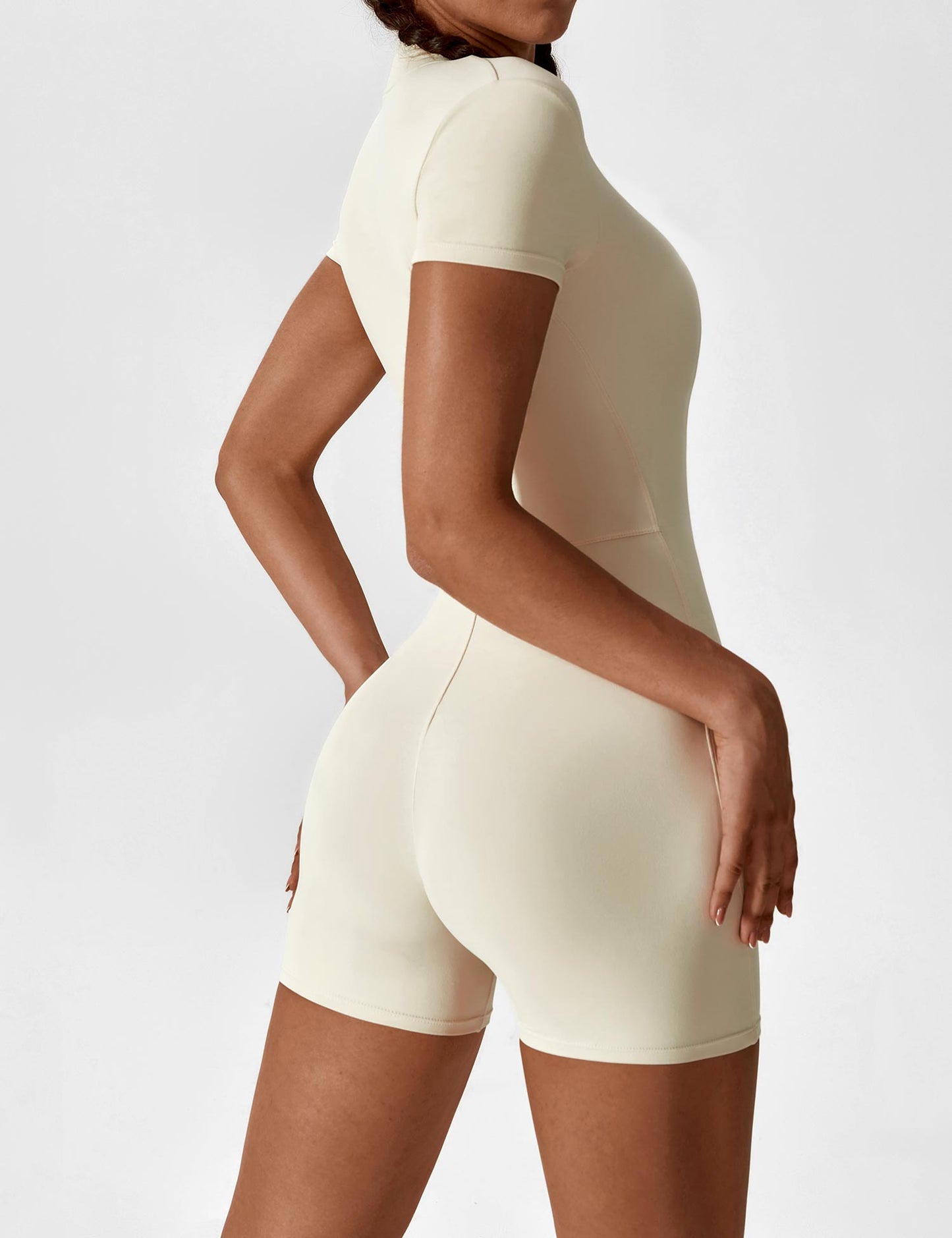 Damen Nahtloser Kurzarm-Jumpsuit Stretch