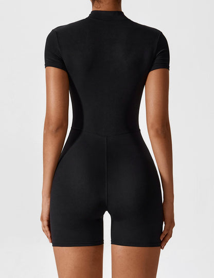 Damen Nahtloser Kurzarm-Jumpsuit Stretch