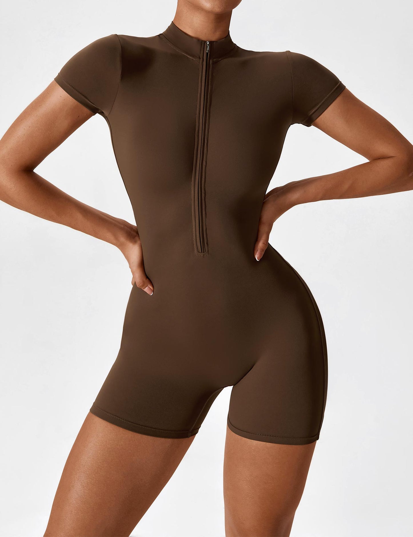 Damen Nahtloser Kurzarm-Jumpsuit Stretch