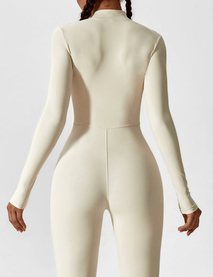 Damen Frühlingsjumpsuit Stretch mit Reißverschluss