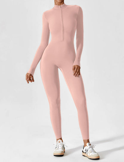 Damen Frühlingsjumpsuit Stretch mit Reißverschluss