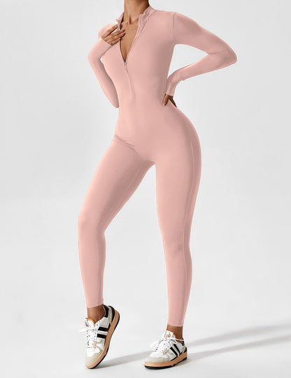 Damen Frühlingsjumpsuit Stretch mit Reißverschluss