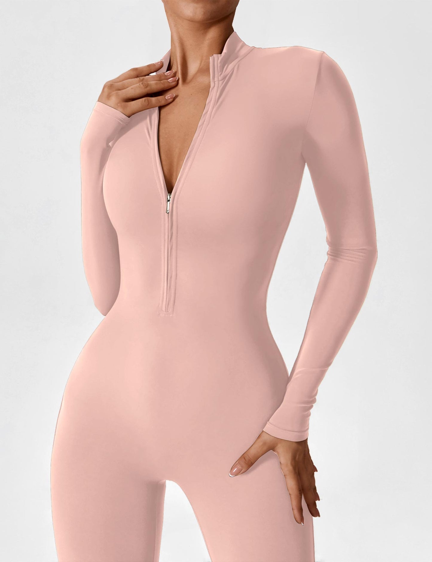 Damen Frühlingsjumpsuit Stretch mit Reißverschluss