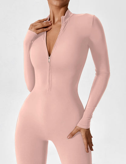 Damen Frühlingsjumpsuit Stretch mit Reißverschluss