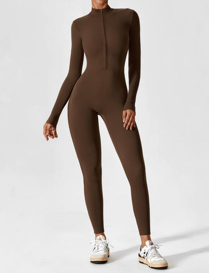 Damen Nahtloser Full-Zip Bodysuit