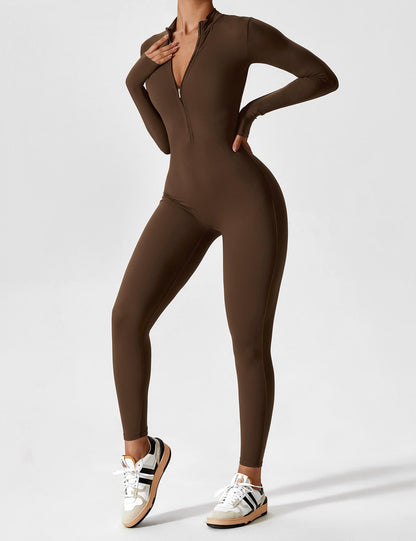 Damen Frühlingsjumpsuit Stretch mit Reißverschluss