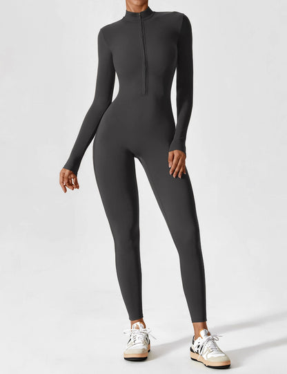 Damen Frühlingsjumpsuit Stretch mit Reißverschluss