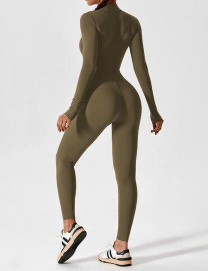 Damen Frühlingsjumpsuit Stretch mit Reißverschluss