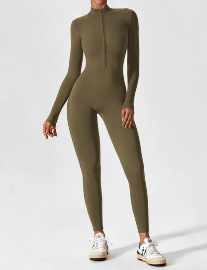 Damen Frühlingsjumpsuit Stretch mit Reißverschluss