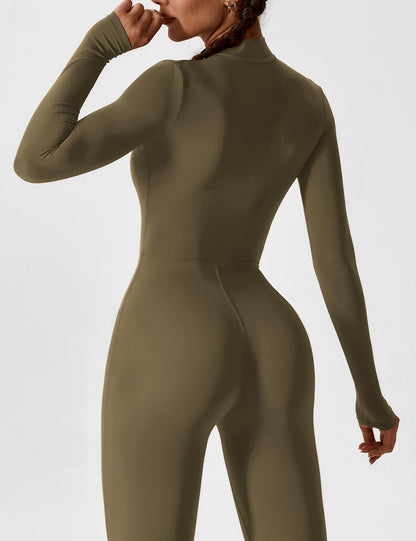 Damen Frühlingsjumpsuit Stretch mit Reißverschluss