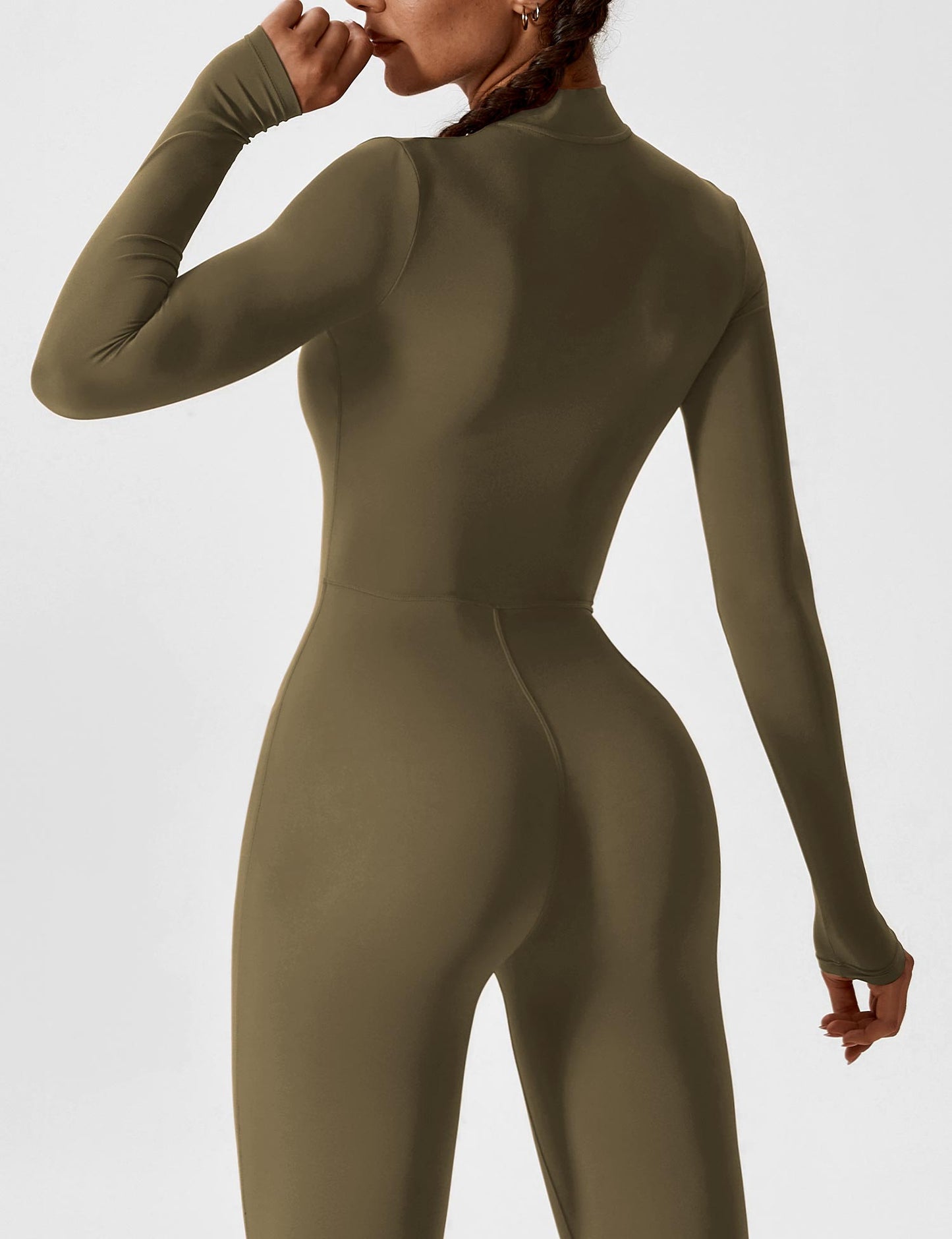 Damen Nahtloser Full-Zip Bodysuit