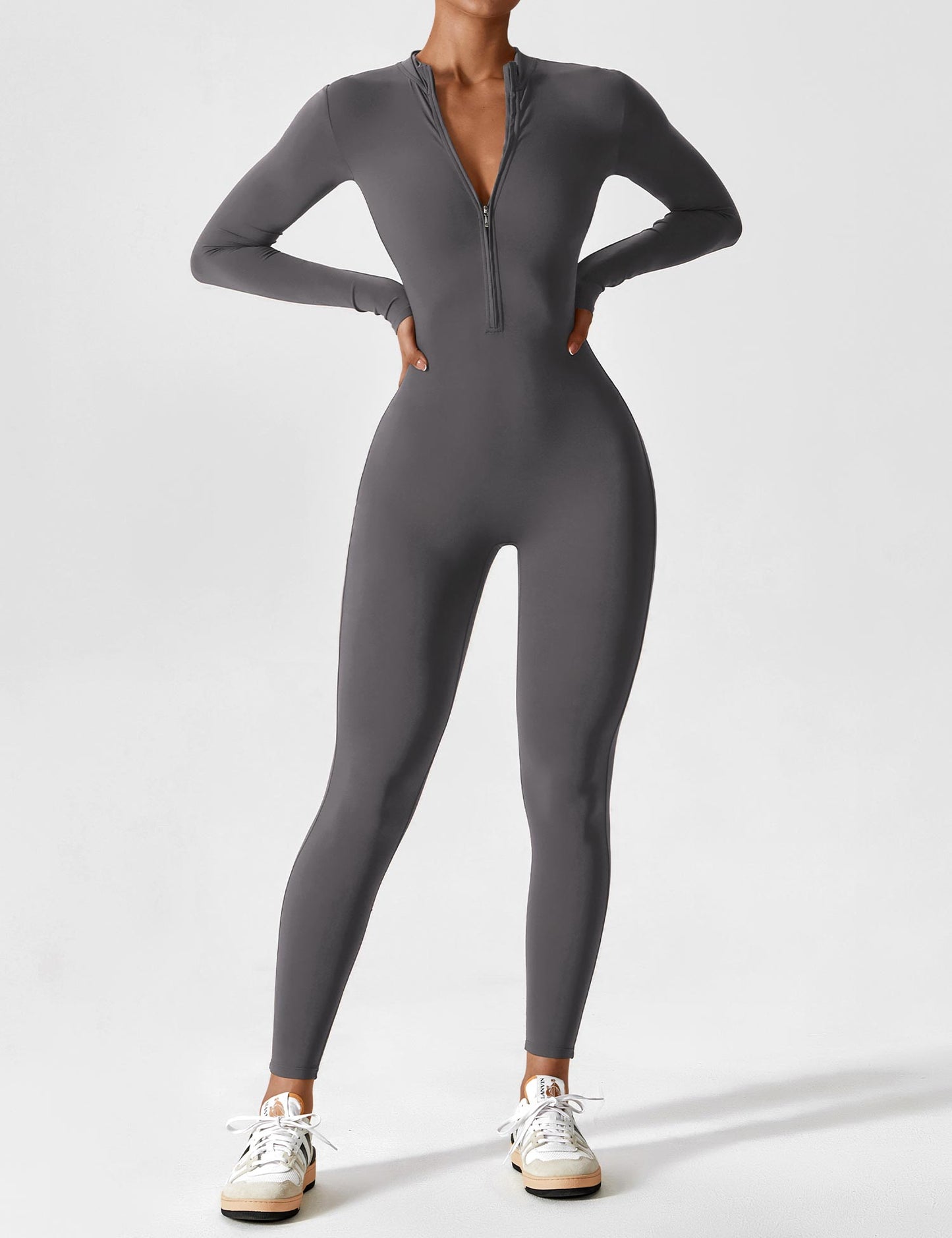 Damen Nahtloser Full-Zip Bodysuit