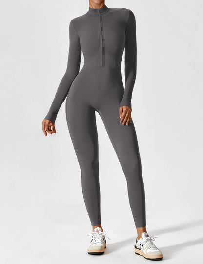 Damen Frühlingsjumpsuit Stretch mit Reißverschluss