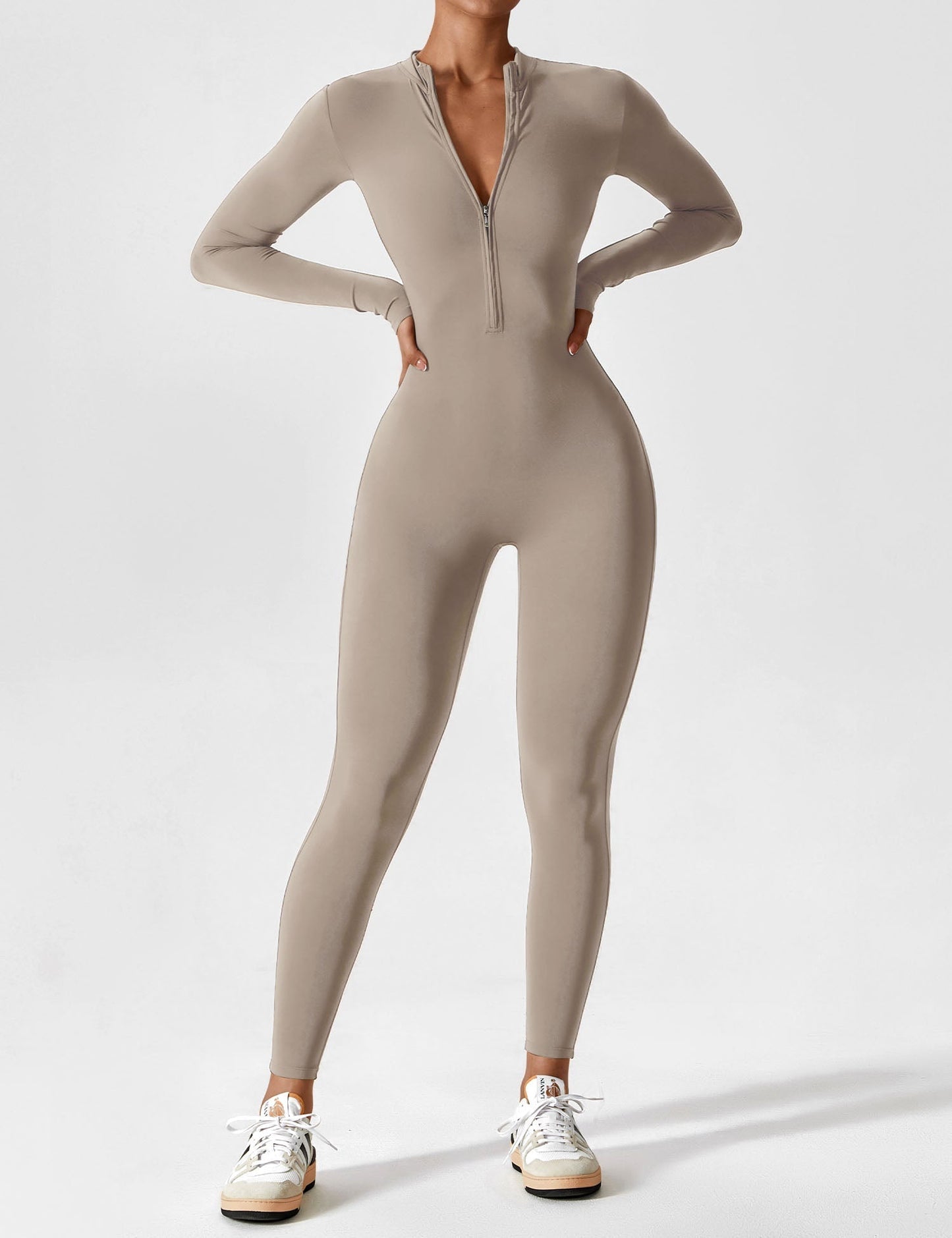 Damen Frühlingsjumpsuit Stretch mit Reißverschluss