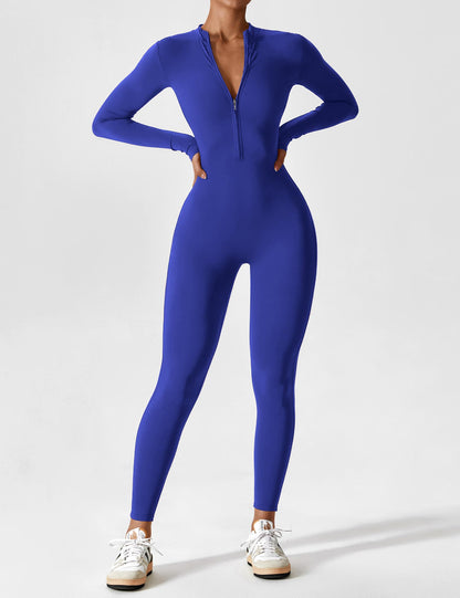 Damen Frühlingsjumpsuit Stretch mit Reißverschluss