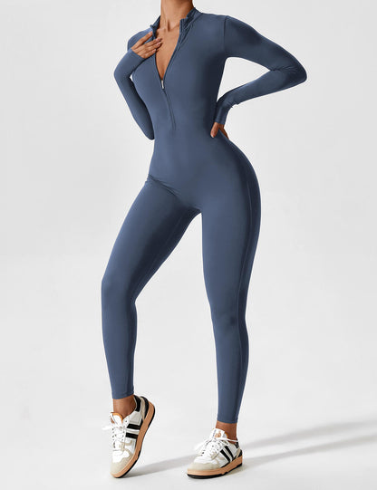 Damen Frühlingsjumpsuit Stretch mit Reißverschluss