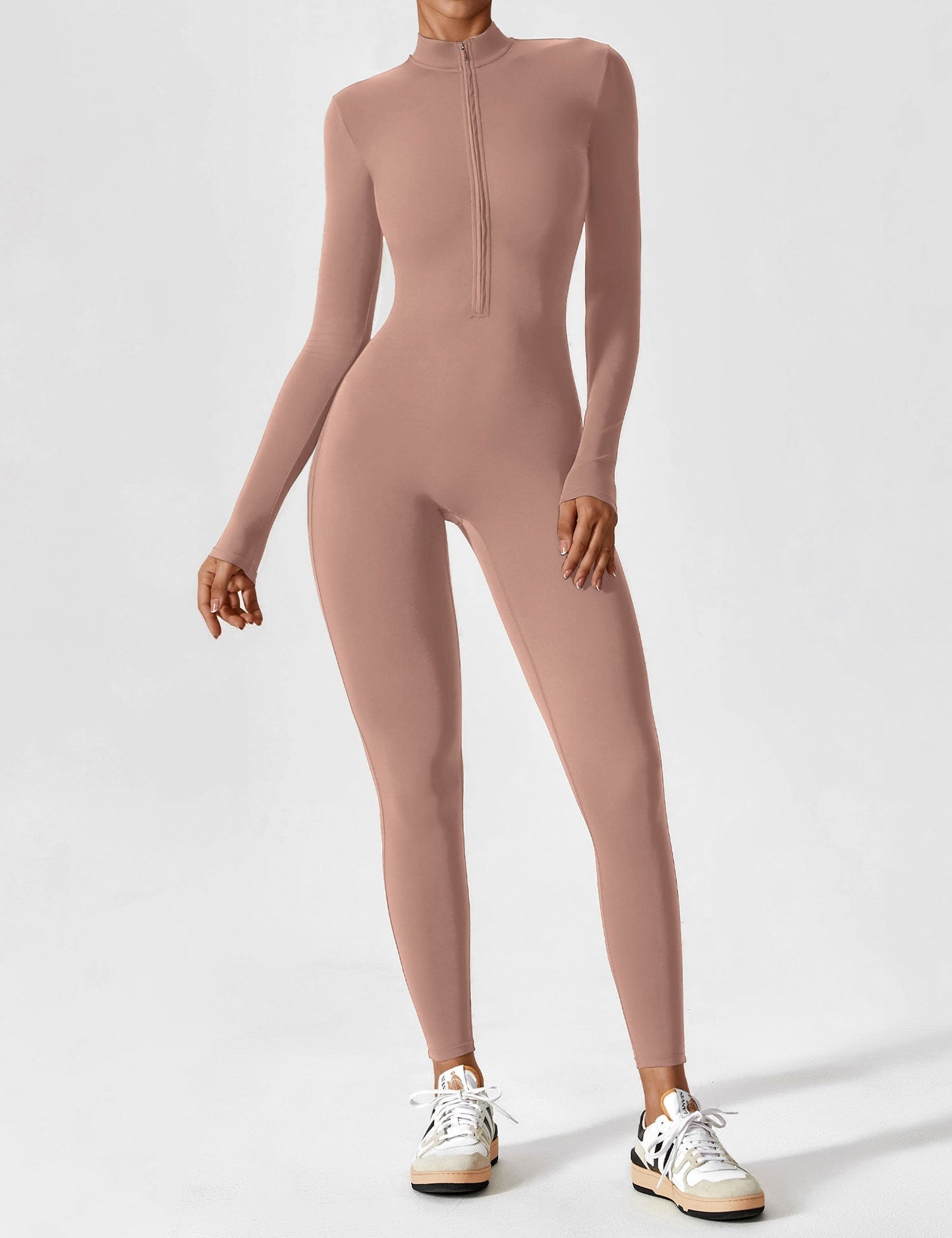 Damen Frühlingsjumpsuit Stretch mit Reißverschluss