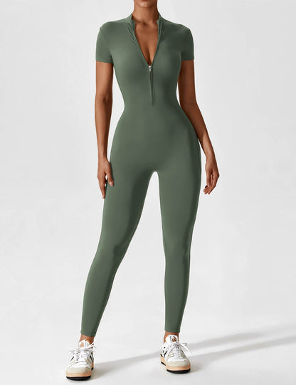 Damen Nahtloser Full-Zip Bodysuit