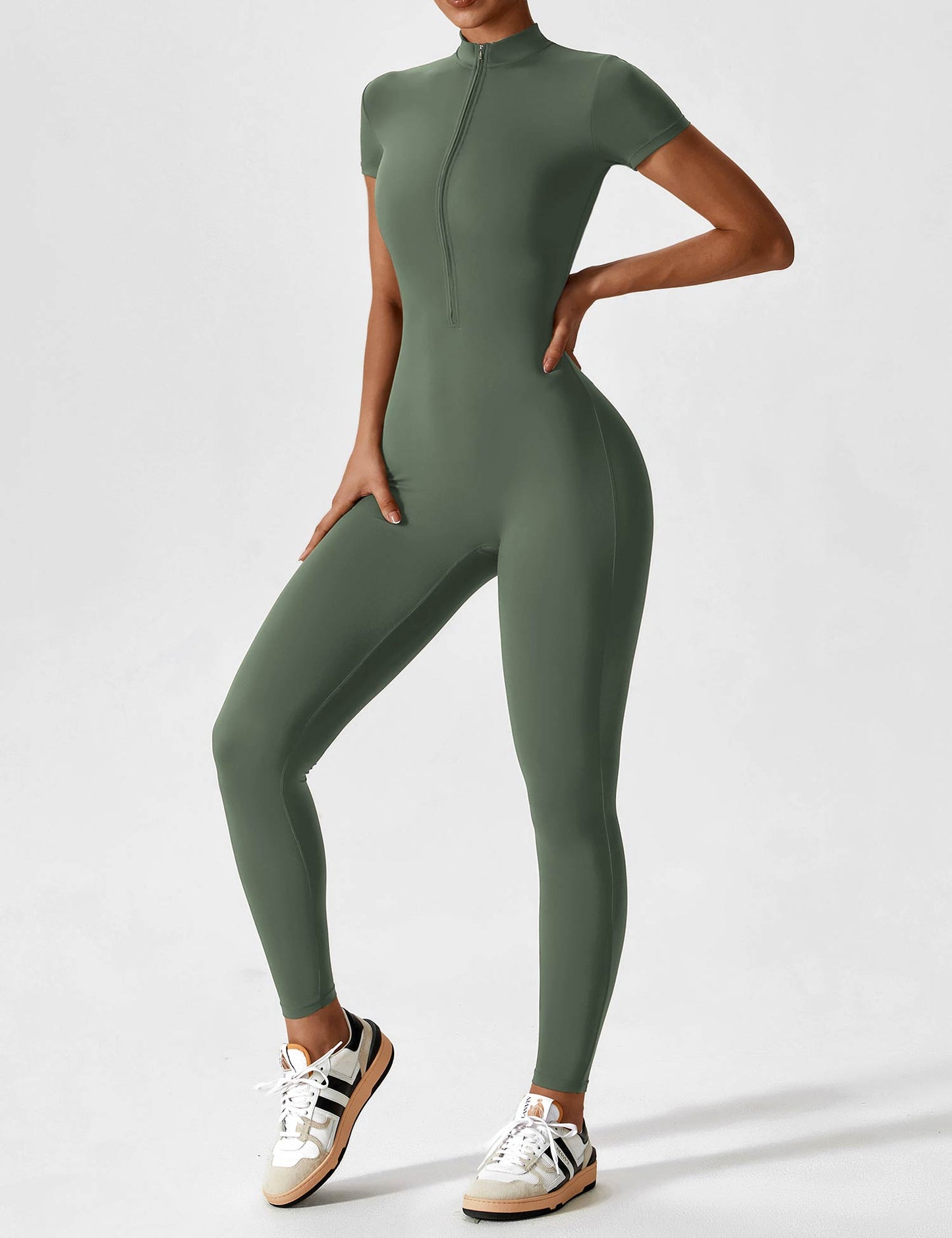 Damen Nahtloser Full-Zip Bodysuit