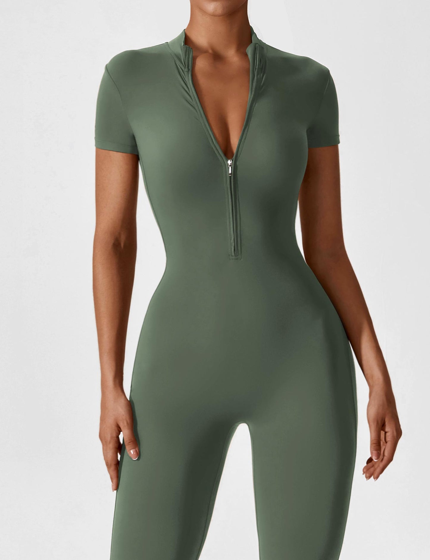 Damen Nahtloser Full-Zip Bodysuit