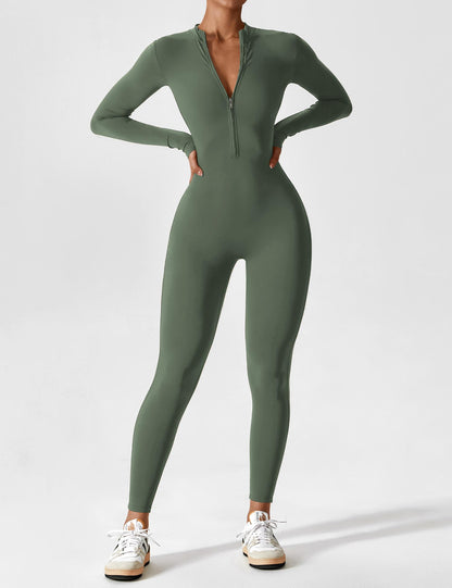 Damen Nahtloser Full-Zip Bodysuit