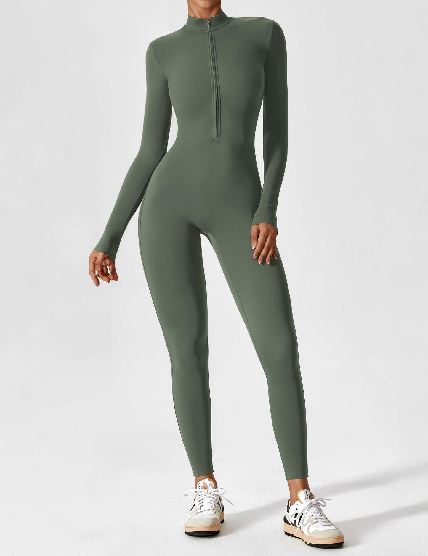 Damen Nahtloser Full-Zip Bodysuit