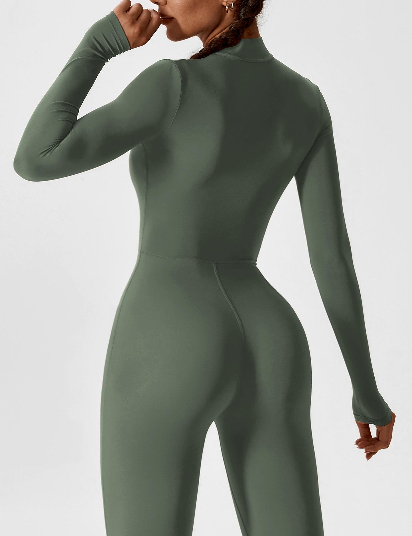 Damen Nahtloser Full-Zip Bodysuit
