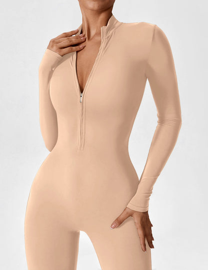 Damen Frühlingsjumpsuit Stretch mit Reißverschluss