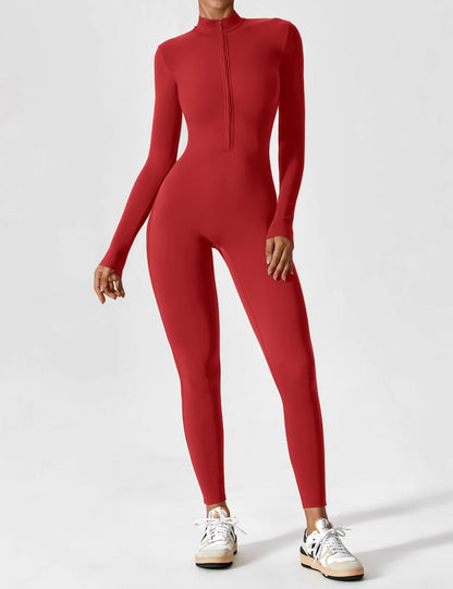 Damen Frühlingsjumpsuit Stretch mit Reißverschluss