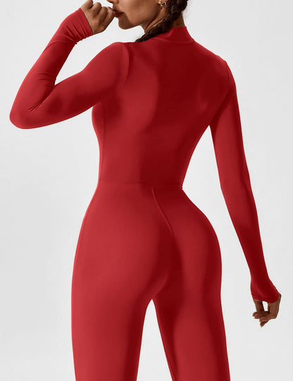 Damen Frühlingsjumpsuit Stretch mit Reißverschluss
