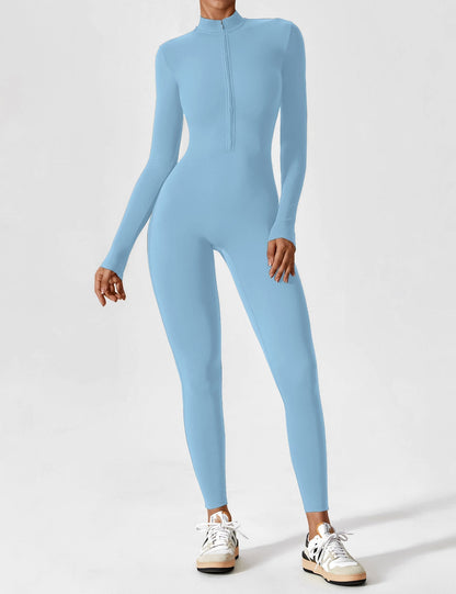 Damen Frühlingsjumpsuit Stretch mit Reißverschluss