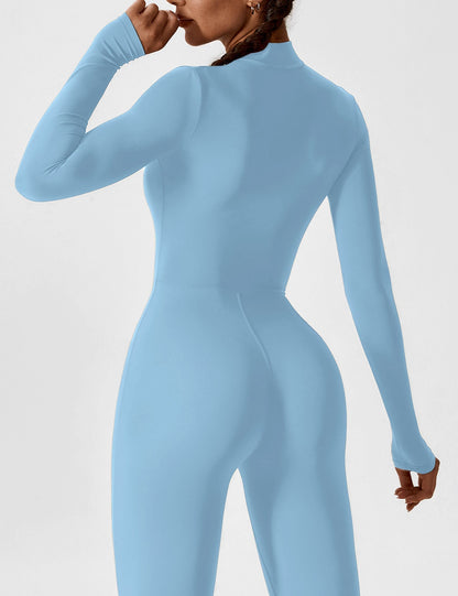 Damen Frühlingsjumpsuit Stretch mit Reißverschluss