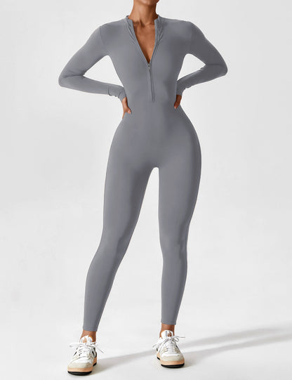Damen Frühlingsjumpsuit Stretch mit Reißverschluss