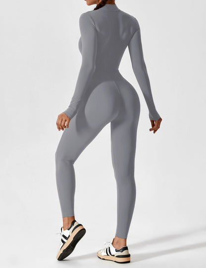Damen Frühlingsjumpsuit Stretch mit Reißverschluss