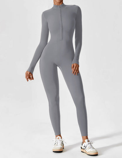 Damen Frühlingsjumpsuit Stretch mit Reißverschluss