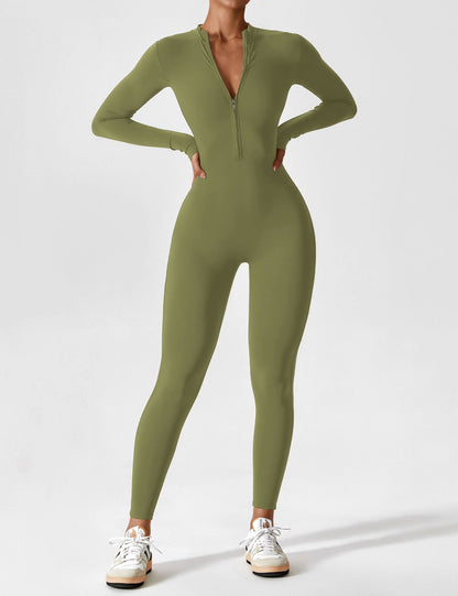 Damen Frühlingsjumpsuit Stretch mit Reißverschluss