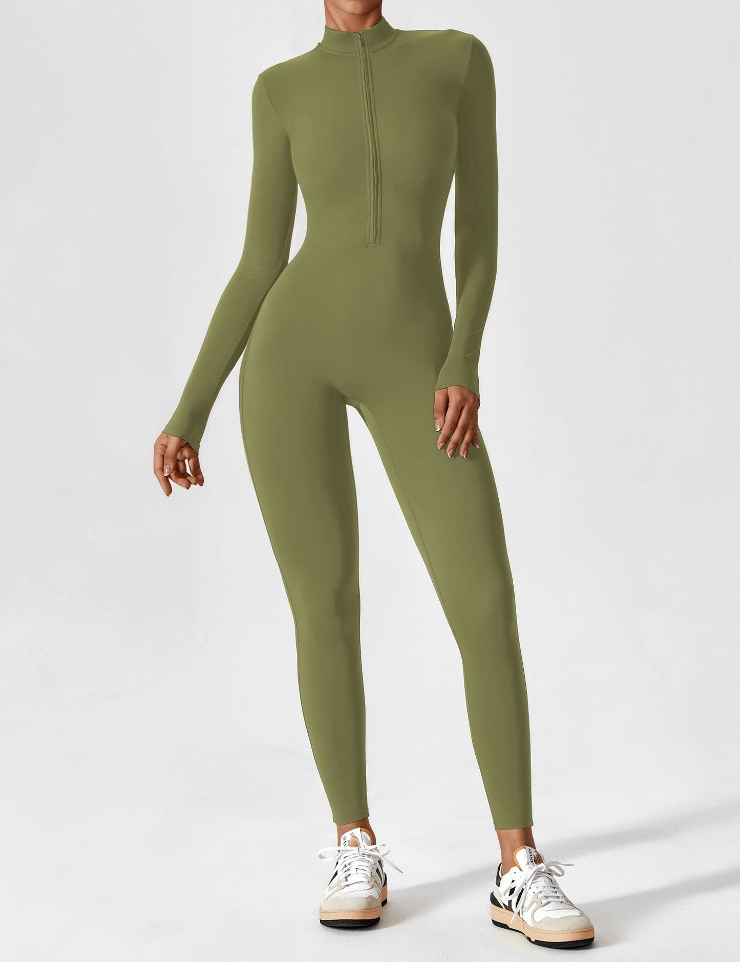 Damen Frühlingsjumpsuit Stretch mit Reißverschluss