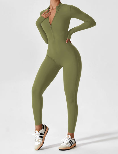 Damen Frühlingsjumpsuit Stretch mit Reißverschluss