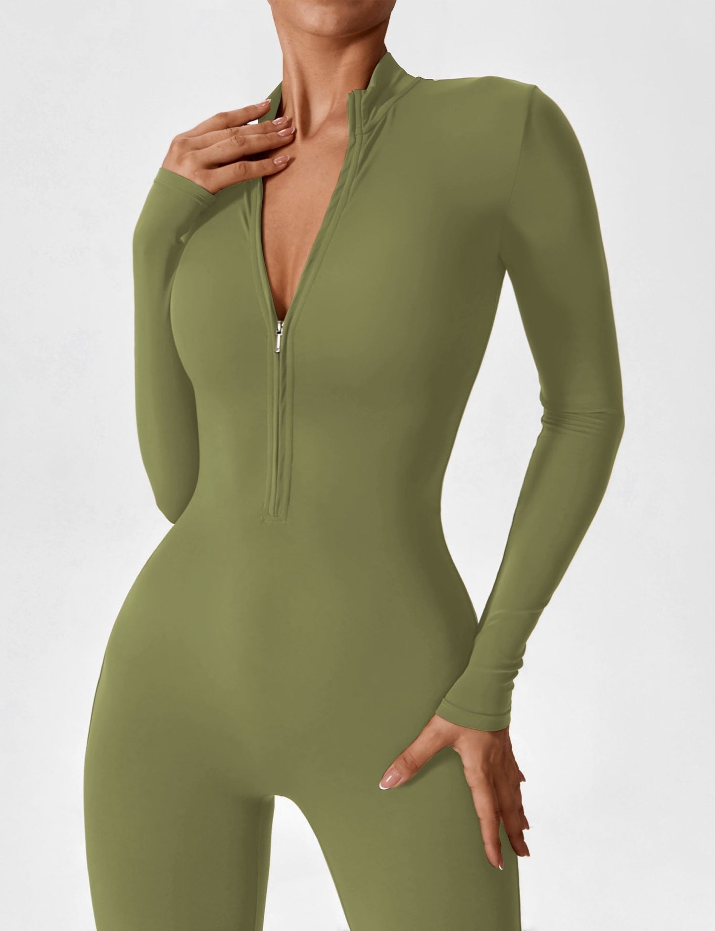 Damen Frühlingsjumpsuit Stretch mit Reißverschluss