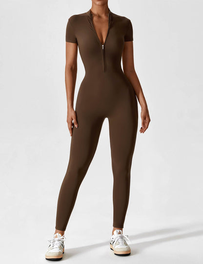 Damen Nahtloser Full-Zip Bodysuit