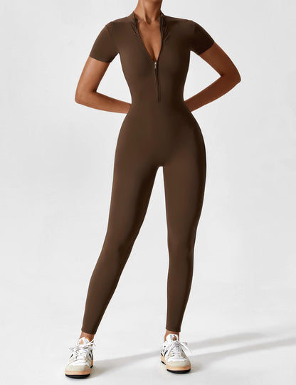 Damen Nahtloser Full-Zip Bodysuit