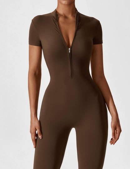 Damen Nahtloser Full-Zip Bodysuit
