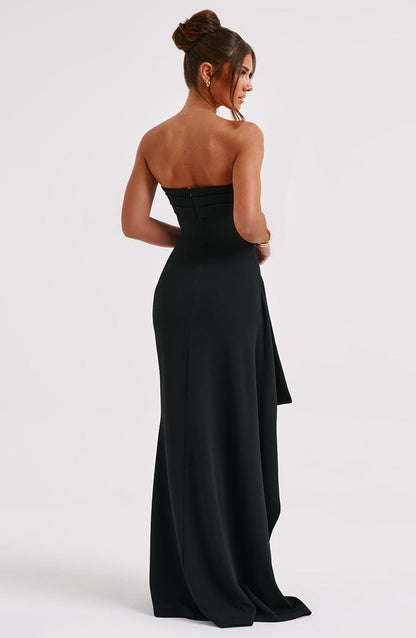 Damen Trägerloses Maxi-Abendkleid Mit Hohem Beinschlitz