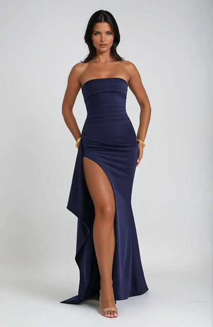 Damen Trägerloses Maxikleid Mit Schlitz