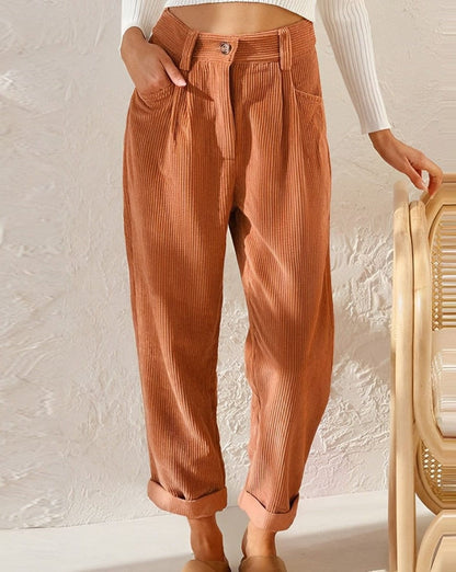 Norvielle Damen Cordhosen Hochbund Elegant